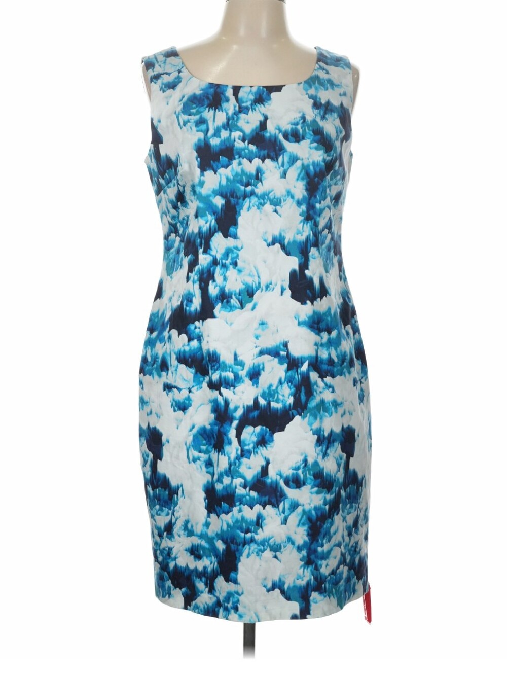 L.K.Bennett Roxette Size 10 Blue & White Floral Sheath Dress Scoop Neck NWT